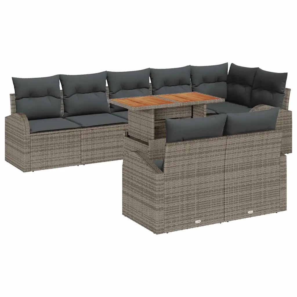 Set Divano da Giardino con cuscino 9 pcs Grigio