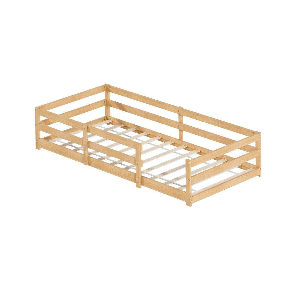 Letto Montessori per Bambini ¨C MINIMAL ¨C Pino Massello, Senza Rete, 90x200, Naturale