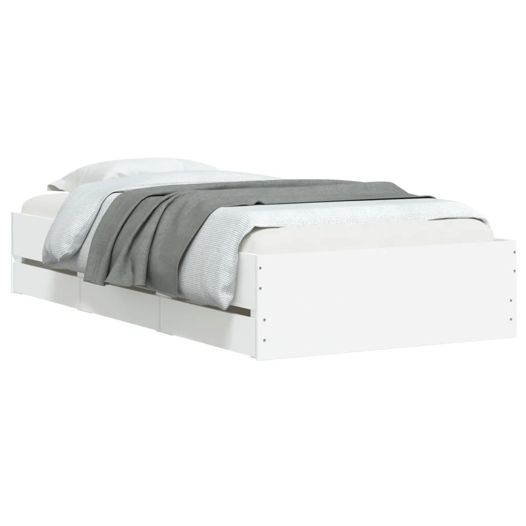 Giroletto con Cassetti-Struttura Letto con contenitore Bianco 90x190 cm in Legno Multistrato 194356