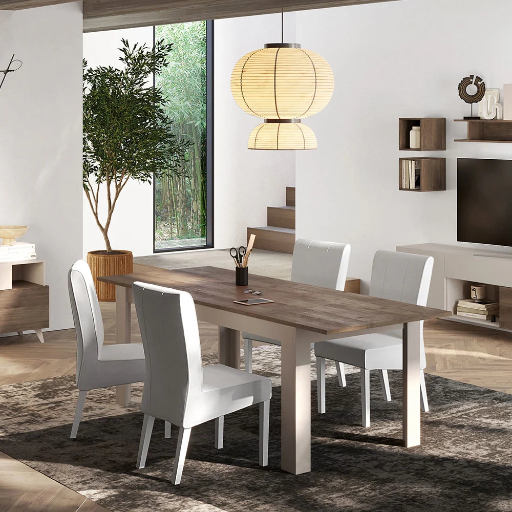 Tavolo da pranzo allungabile L 137 (+48) x P 90 x H 79 Linea MONACO, realizzato in legno 100% MADE IN ITALY, design moderno per cucina, sala da pranzo, soggiorno colore Cashmere/Mercure