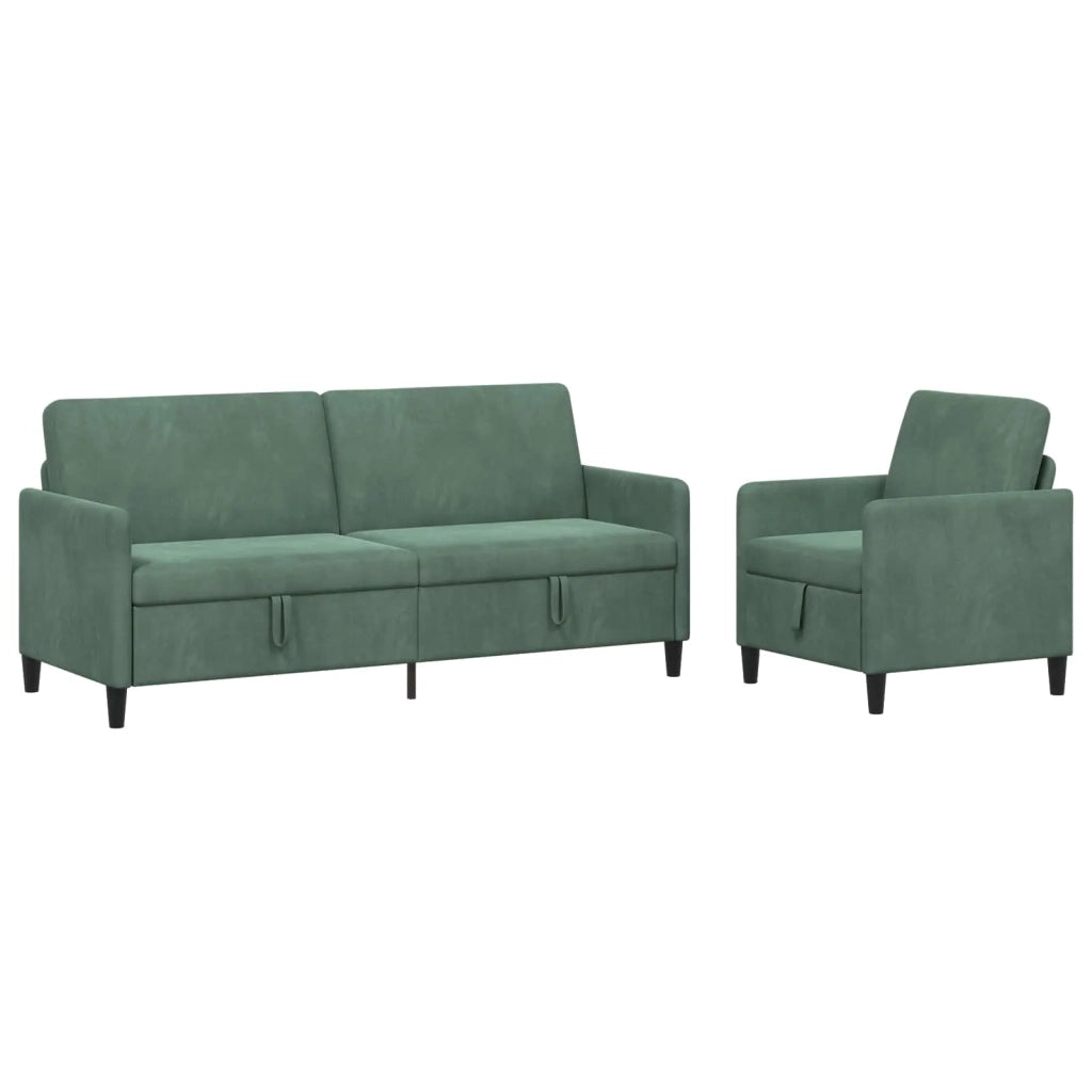 Set di Divani con Storage 2 pz Verde Mare Poliestere 3429257