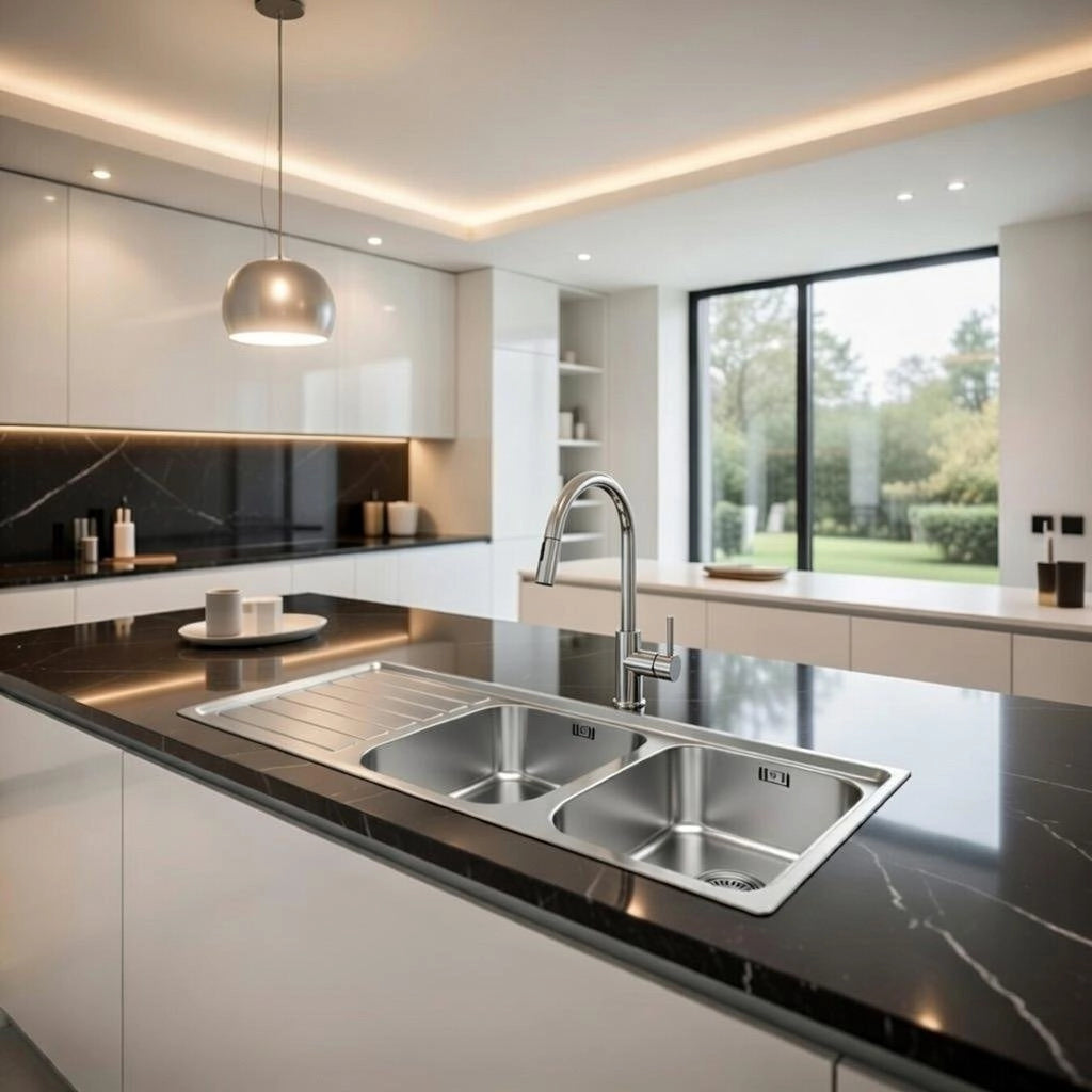 Lavello incasso in acciaio inox 120x50 cm gocciolatoio SX  - Cromo