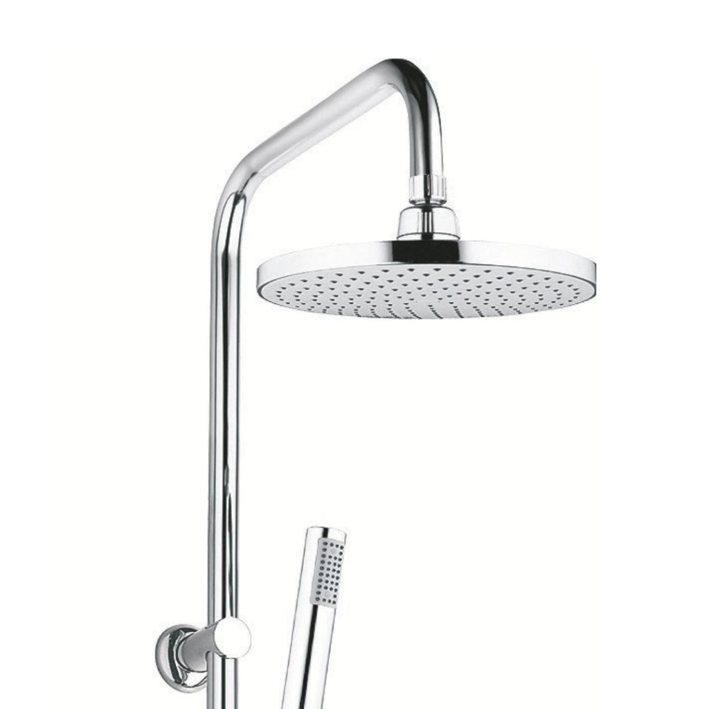 Colonna doccia attrezzata 025 ottone cromato soffione tondo doccetta *** materiale staffe a parete ottone, pezzi 1