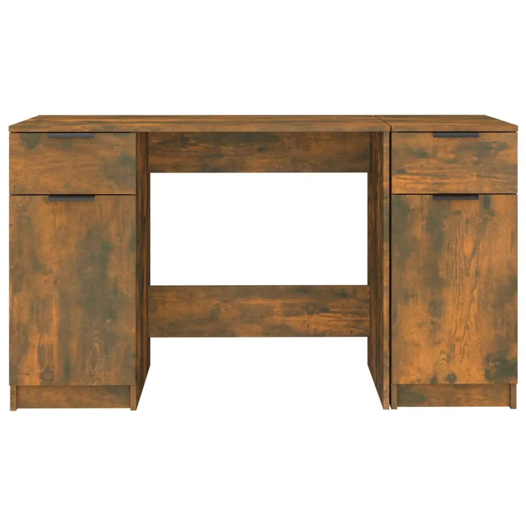 Scrivania con Mobile Laterale Rovere Fumo in Legno Multistrato 3115913