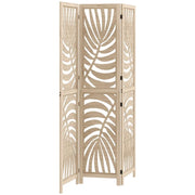 PARAVENTO DA INTERNO A 3 PANNELLI PIEGHEVOLE E SEPARABILE IN LEGNO, DESIGN A FOGLIE, 120X170 CM, COLORE LEGNO