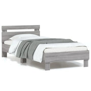 Giroletto con Testiera e LED Grigio Sonoma 90x190 cm 838748