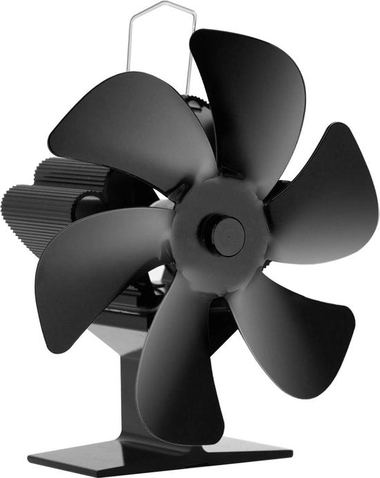 Ventilatore a calore per camino con 6 pale di silenziosa ventilazione - Ventilatore a calore per camino a controllo di temperatura - Bruciatore di legna - Camino aperto