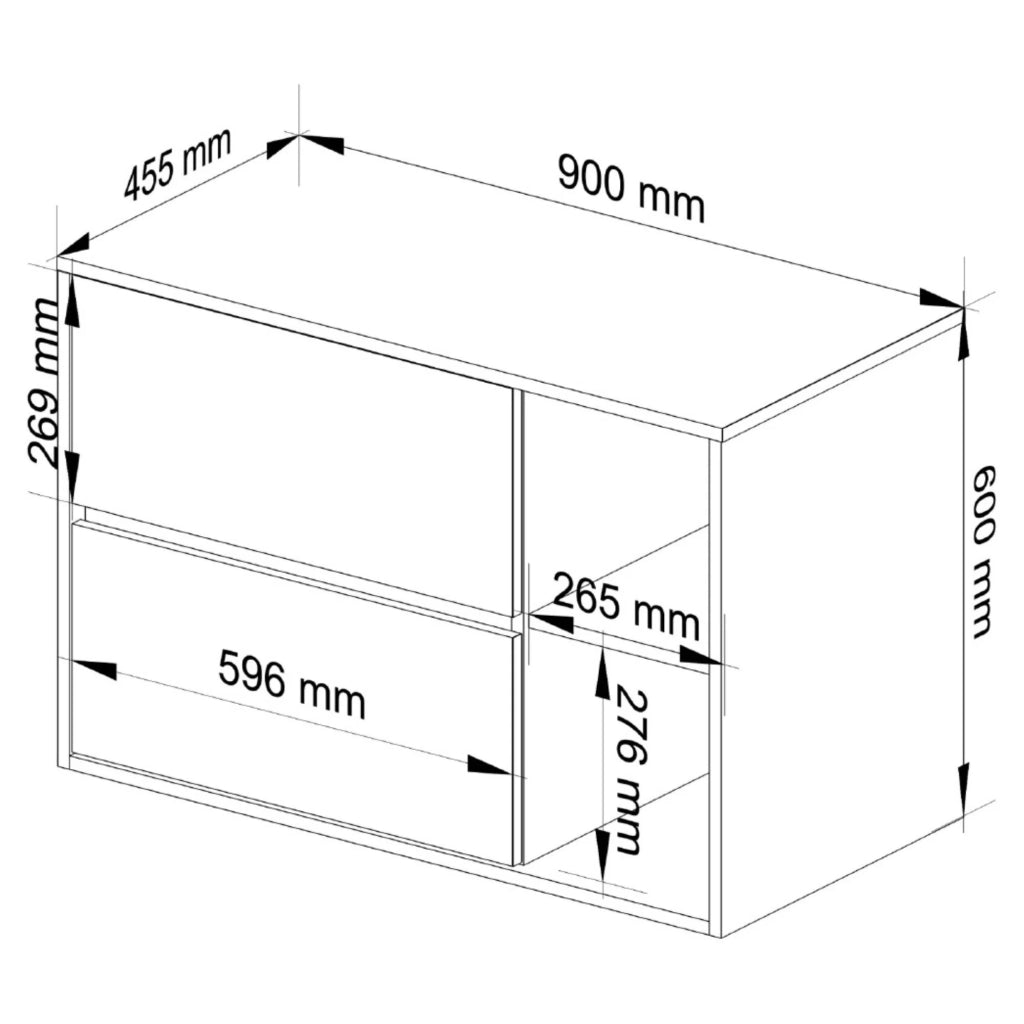 Mobile bagno sospeso senza lavabo VAMI Grigio Grafite, Rovere Artisan 90 cm 2 cassetti 90x45,5x60 cm