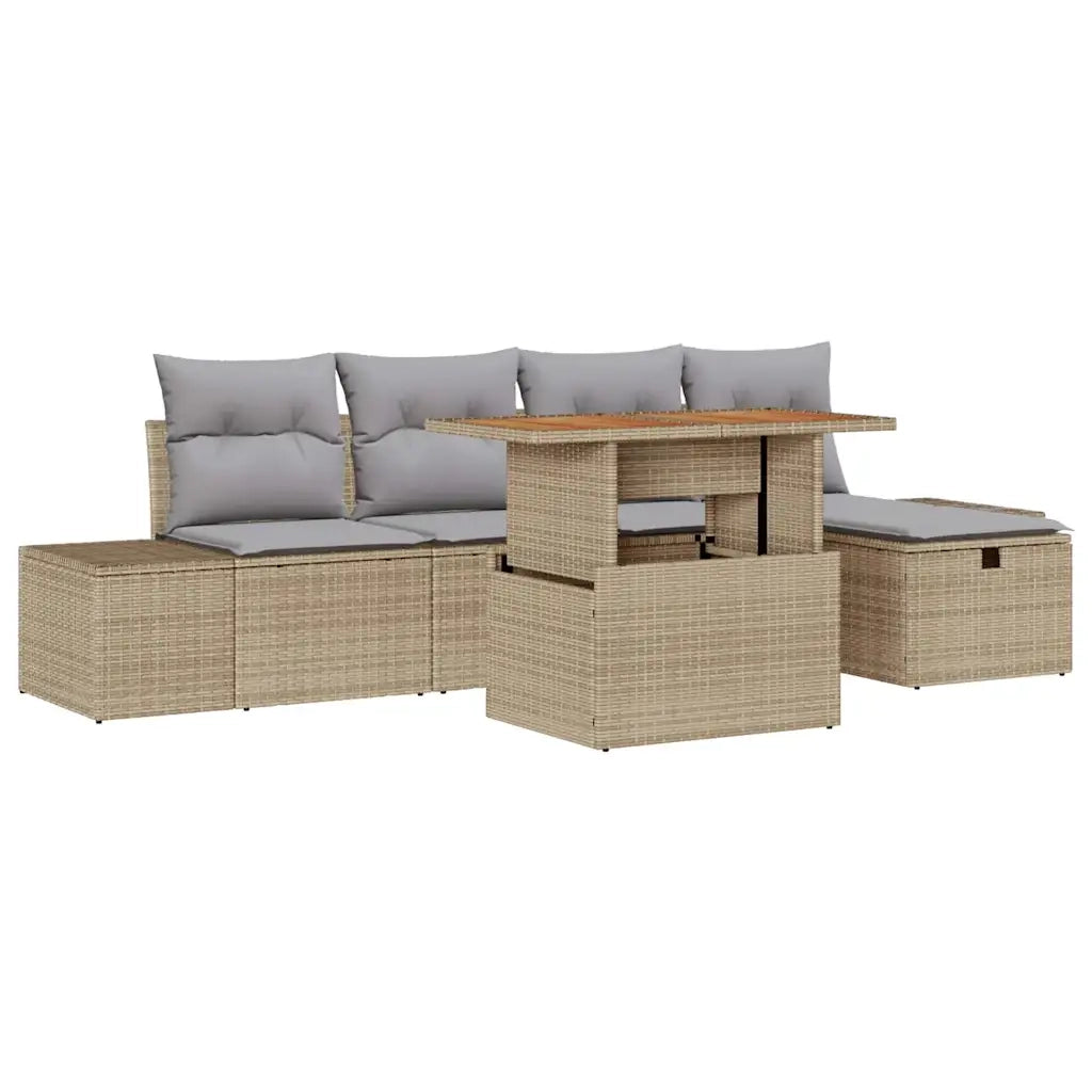 Set Divano da Giardino 6 pcs Beige polyrattan 3361378