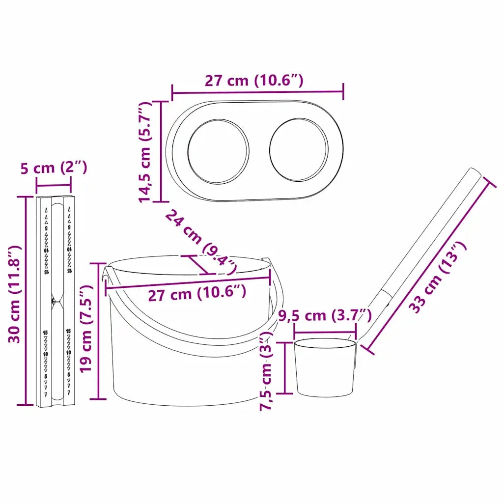 Set di Accessori per Sauna 4 pz Nero CFW1716521