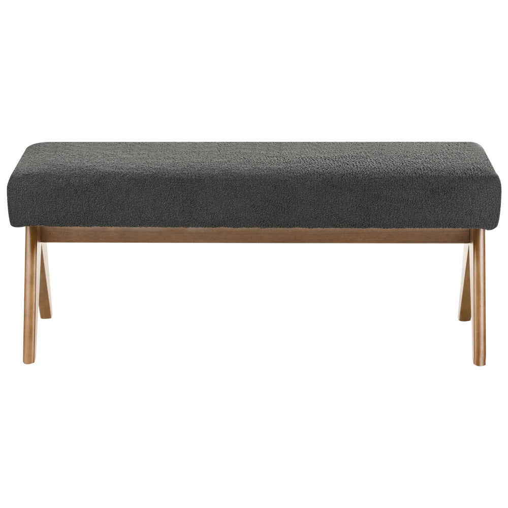 Set di divani Nero e marrone scuro Divano a 2 posti Panca Boucle Rivestimento Retro Design Gambe di legno Soggiorno