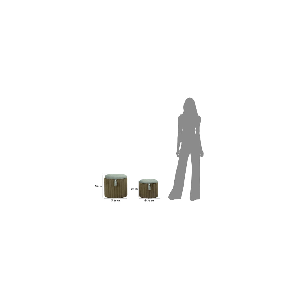 Fianar, Pouf Contenitore set da 2, 38x38x38h cm Verde