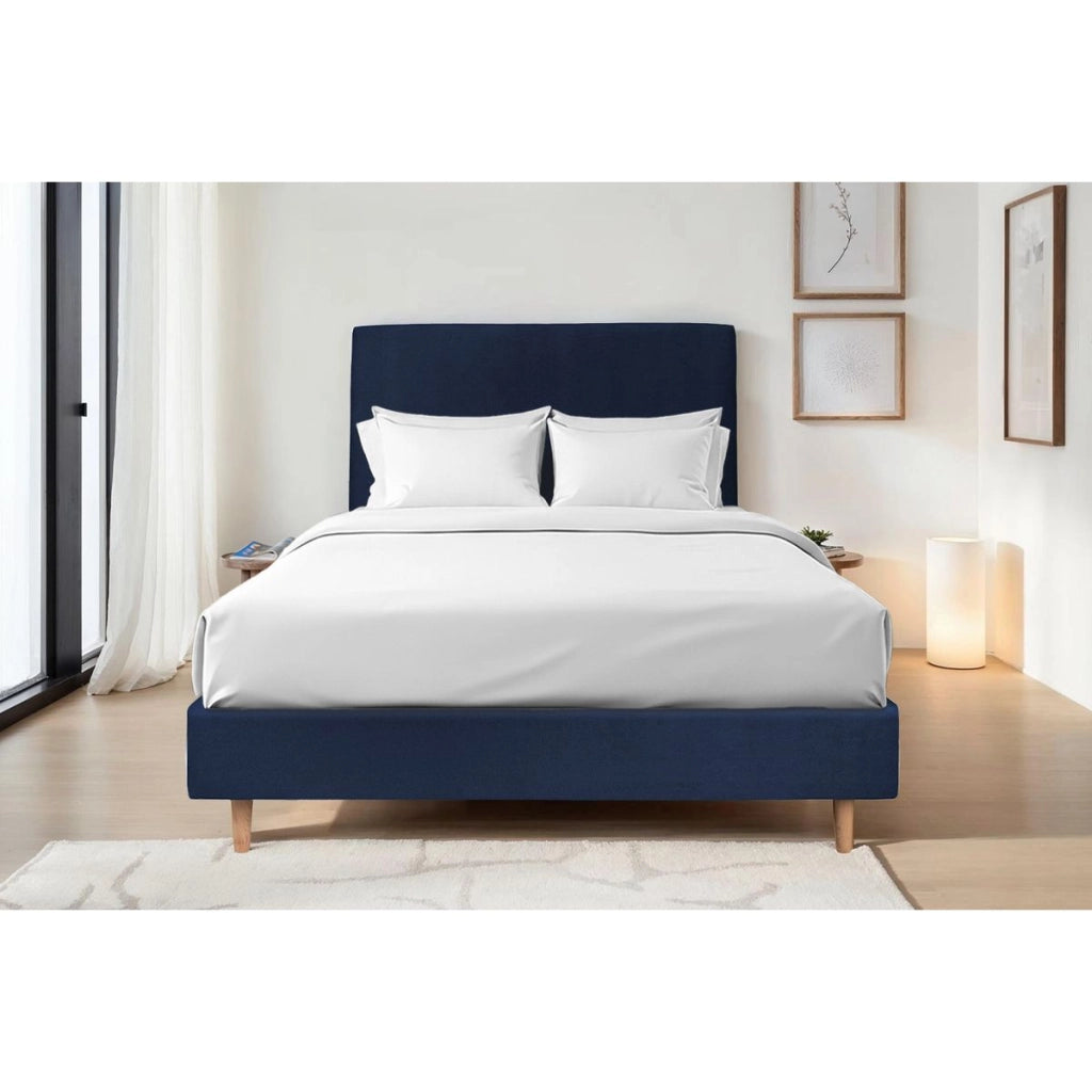 Testiera in tessuto in velluto blu oceano liscio L180 cm