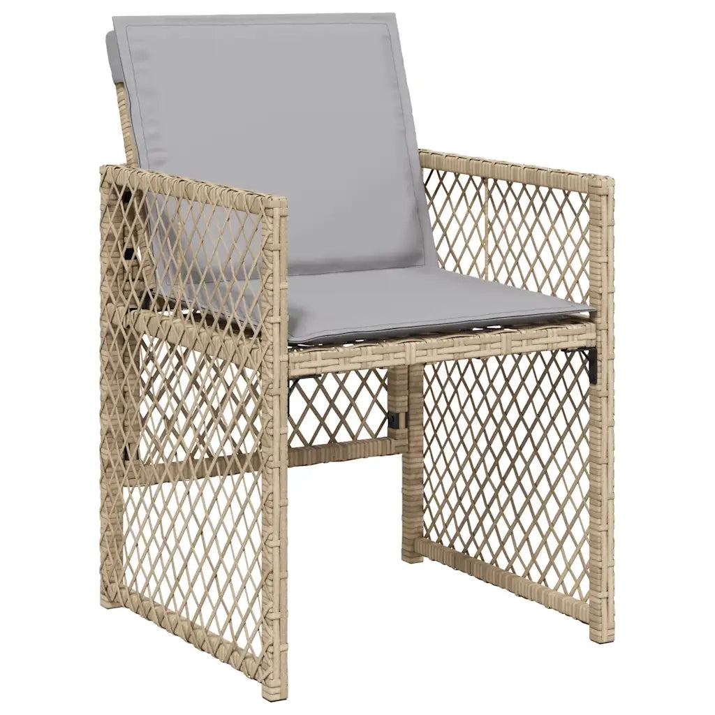 Set da Pranzo da Giardino 11 pz con Cuscini Beige in Polyrattan 3210792