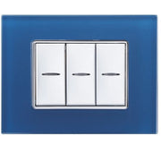 Trade Shop - Placca Cristal 3m 4m 6m Blu Capri Effetto Vetro Compatibile Con Bticino Axolute -  -3 Fori     -