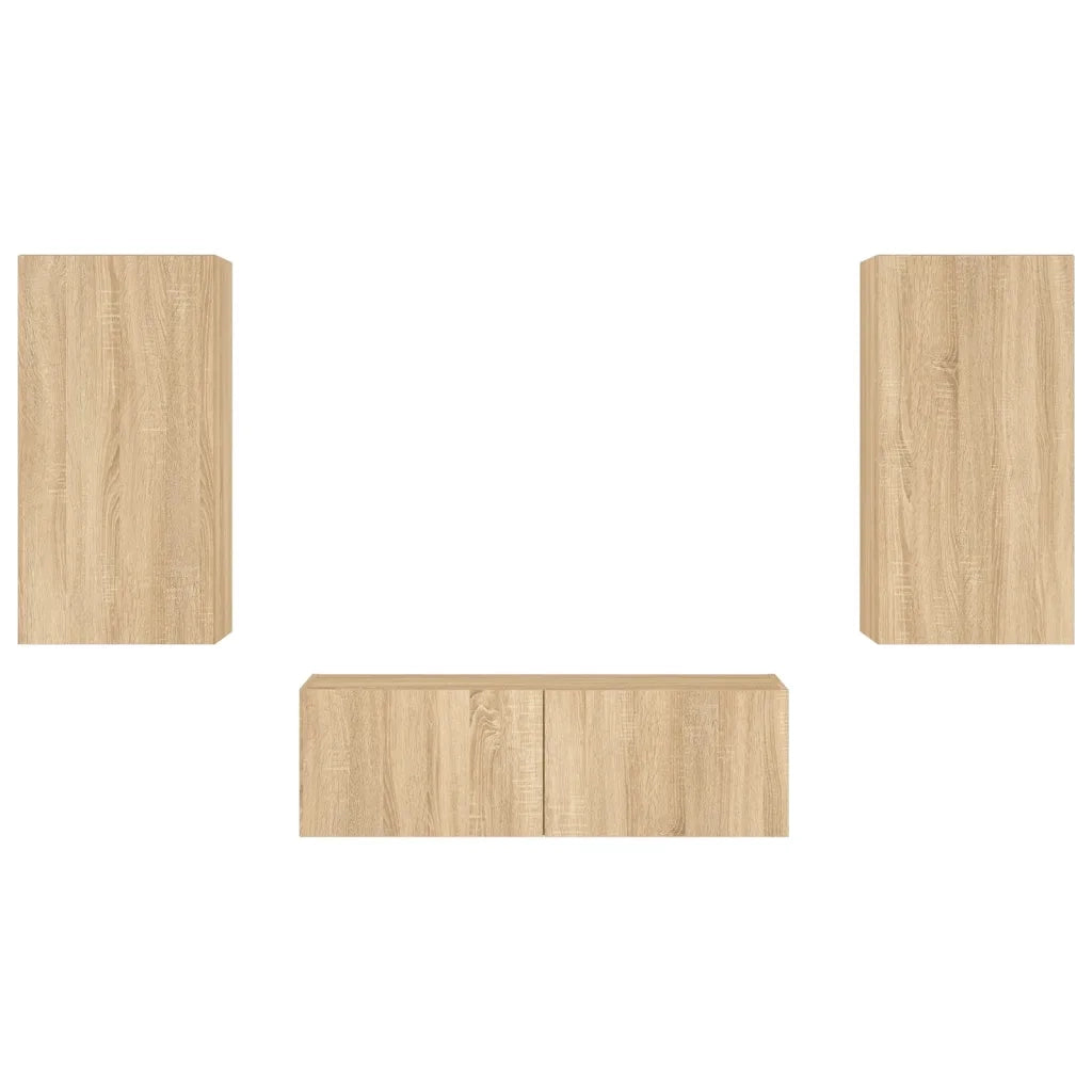 Mobili TV a Muro 3pz con Luci LED Rovere Sonoma 3216876