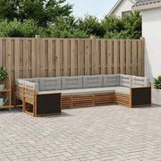 Set di divani da esterno 7 pz Naturale e Grigio Chiaro 3383794