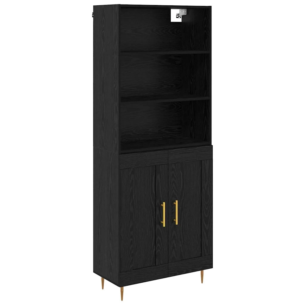 Credenza Rovere Nero 69,5 x 34 x 180 cm Legno multistrato