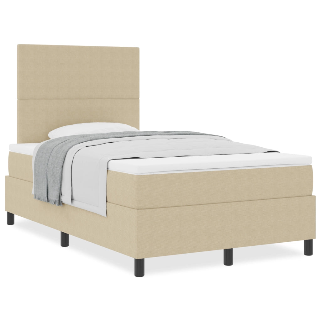 Letto con Box Spring con Materasso Verde Chiaro Grigio Piccolo Doppio Tessuto Corduroy