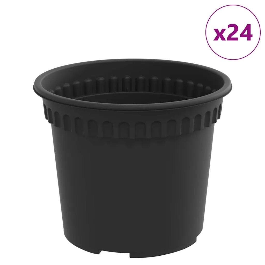 Vaso Rotondo per Fiori 24 pcs Nero Ø 12,5 x 10 cm Plastica 42020275