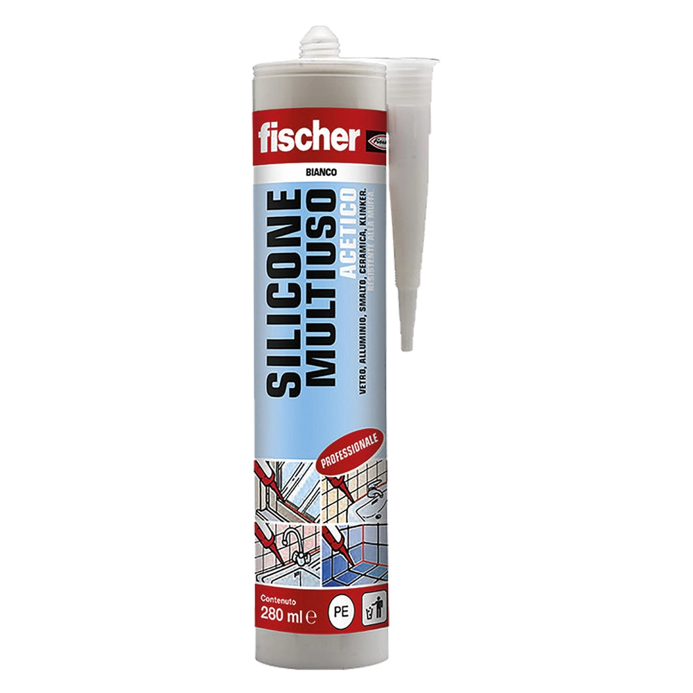 SILICONE ACETICO MULTIUSO RAL 9005 nero ml 280  - FISCHER