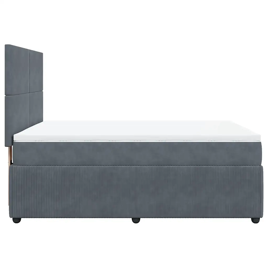 Giroletto a Molle con Materasso Grigio Scuro 140x190 cm Velluto 3292329