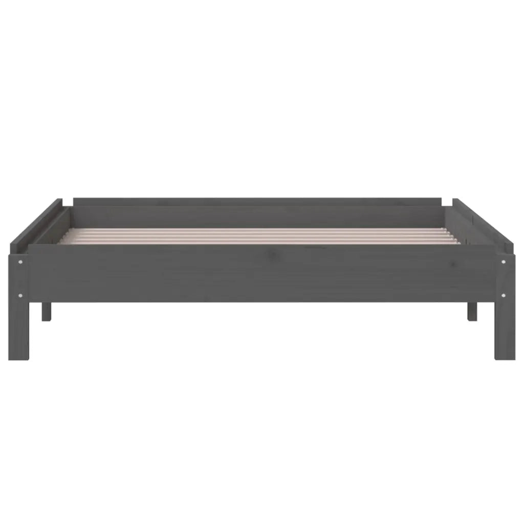 Letto Impilabile Grigio 75x190 cm in Legno Massello di Pino