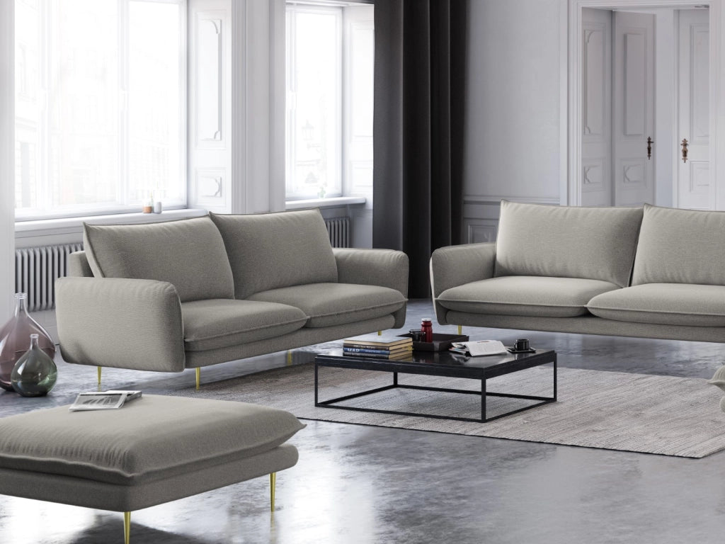 Cosmopolitan Design - Pouf "Vienna" in tessuto strutturato grigio chiaro 