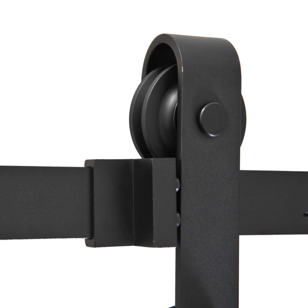 Binario per Porte Scorrevoli con Kit di Accessori Nero 200x4x0.6 cm