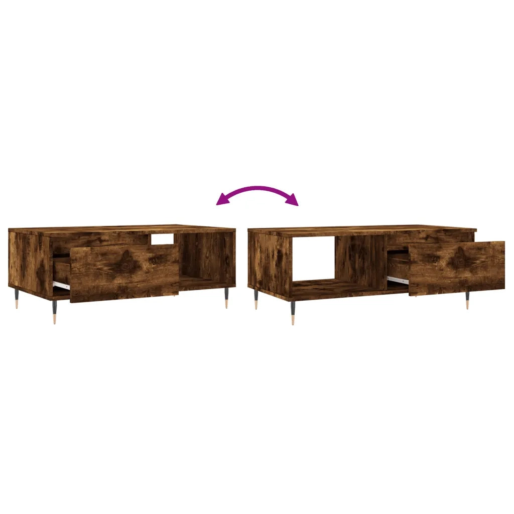 Tavolino da Salotto-Tavolino da soggiorno-Tavolo Rovere Fumo 90x50x36,5 cm Legno Multistrato 820972