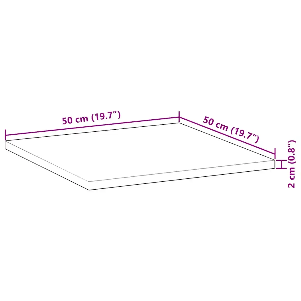 Piano Tavolo Quadrato 50x50x2 cm in Legno Massello di Acacia