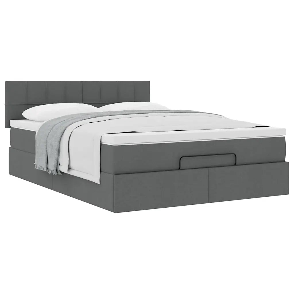 Pouf Letto con Materasso Grigio Scuro 140x200 cm in Tessuto 3311464