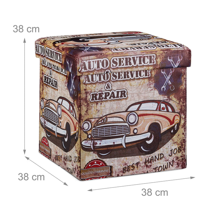 Sgabello pieghevole contenitore panca pieghevole 38 x 38 cm multicolore 2013094