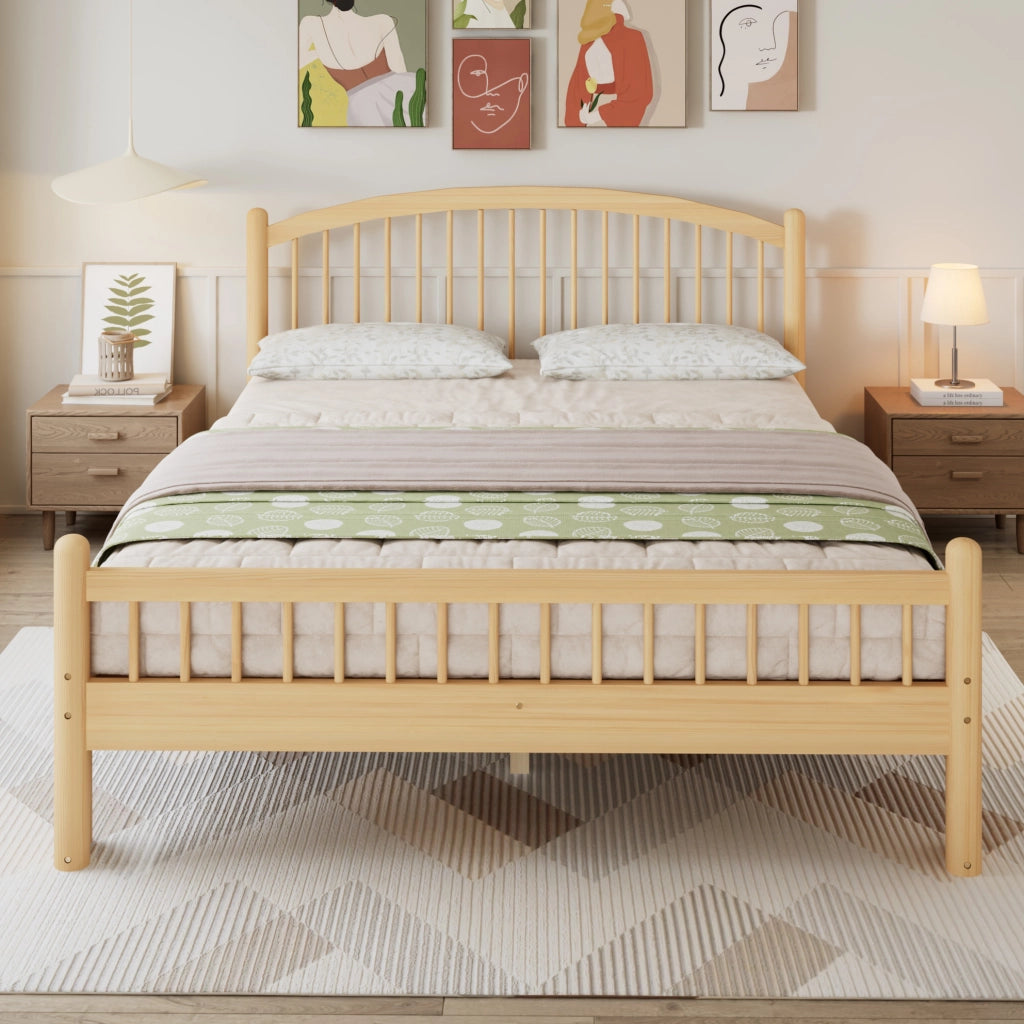 Letto in legno di pino 140x200 cm con rete a doghe