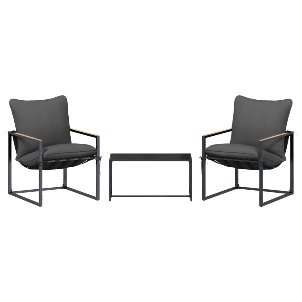 Set Divano da Giardino 3 pz Nero e antracite Acciaio 42025094