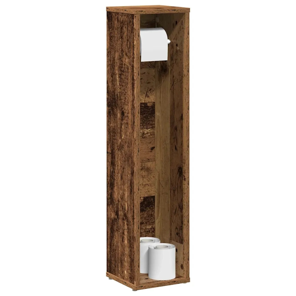 Mobiletto da bagno con portarotolo Legno Antico 20,5x20x90 cm 858513
