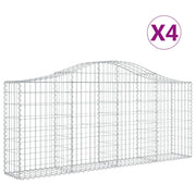 Set di 4 gabbioni ad arco per recinzione gabbia o muro di contenimento 200 x 30 x 80/100 cm ferro zincato argento 02_0041434