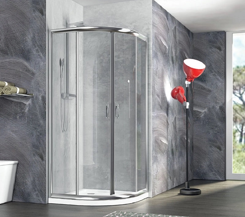 Box Doccia Tondo Semicircolare Scorrevole in Cristallo 6mm H190 Ponza Trasparente 6mm,80x80 cm