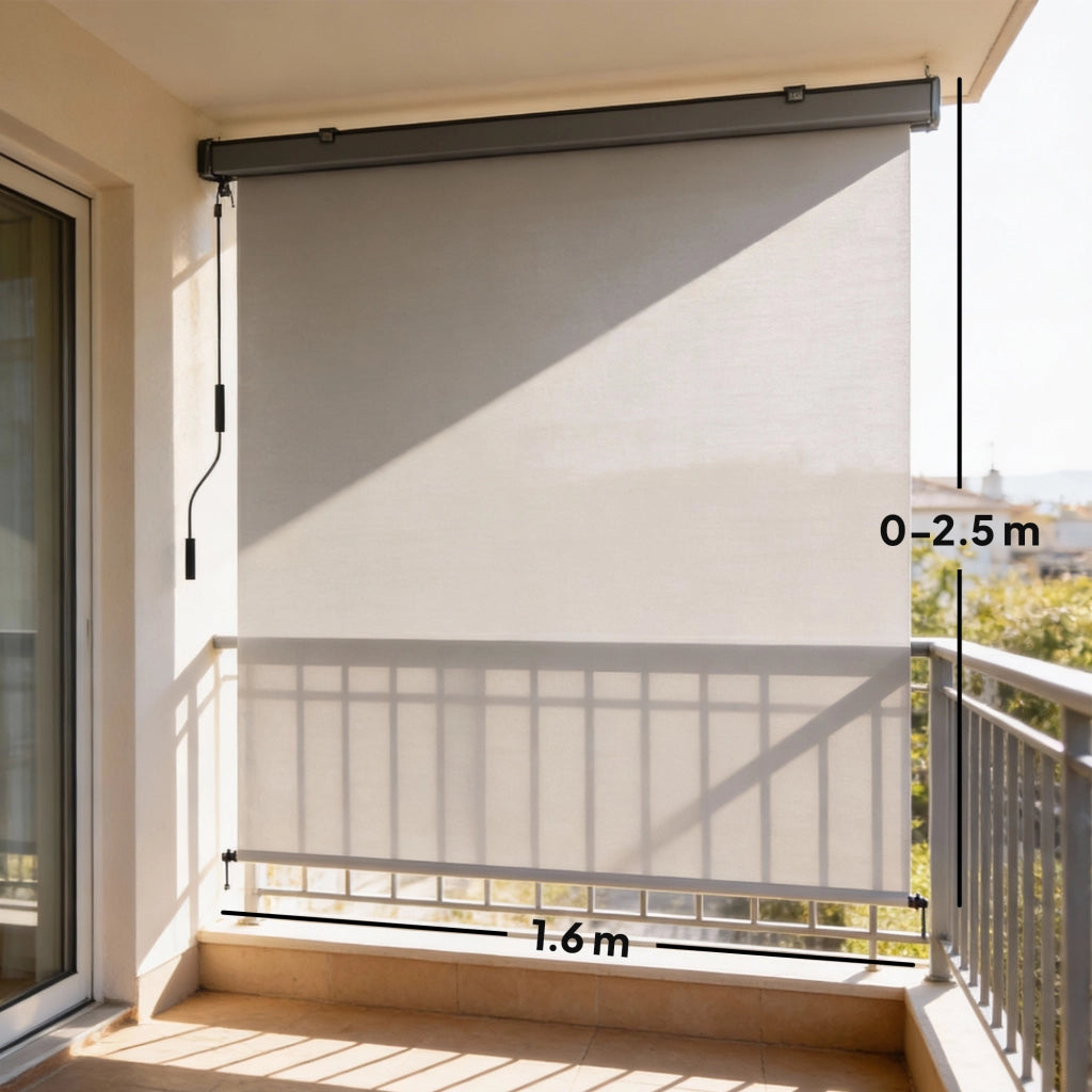 Tenda a Rullo Avvolgibile con Cassetta Alluminio ¨C zephmum ¨C 250x160 cm Bianco Crema