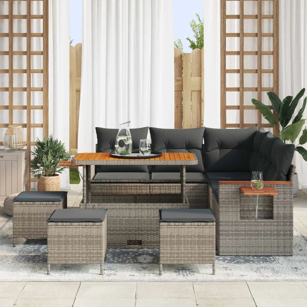 Set Divano da Giardino 9 pcs Grigio polyrattan 3363053