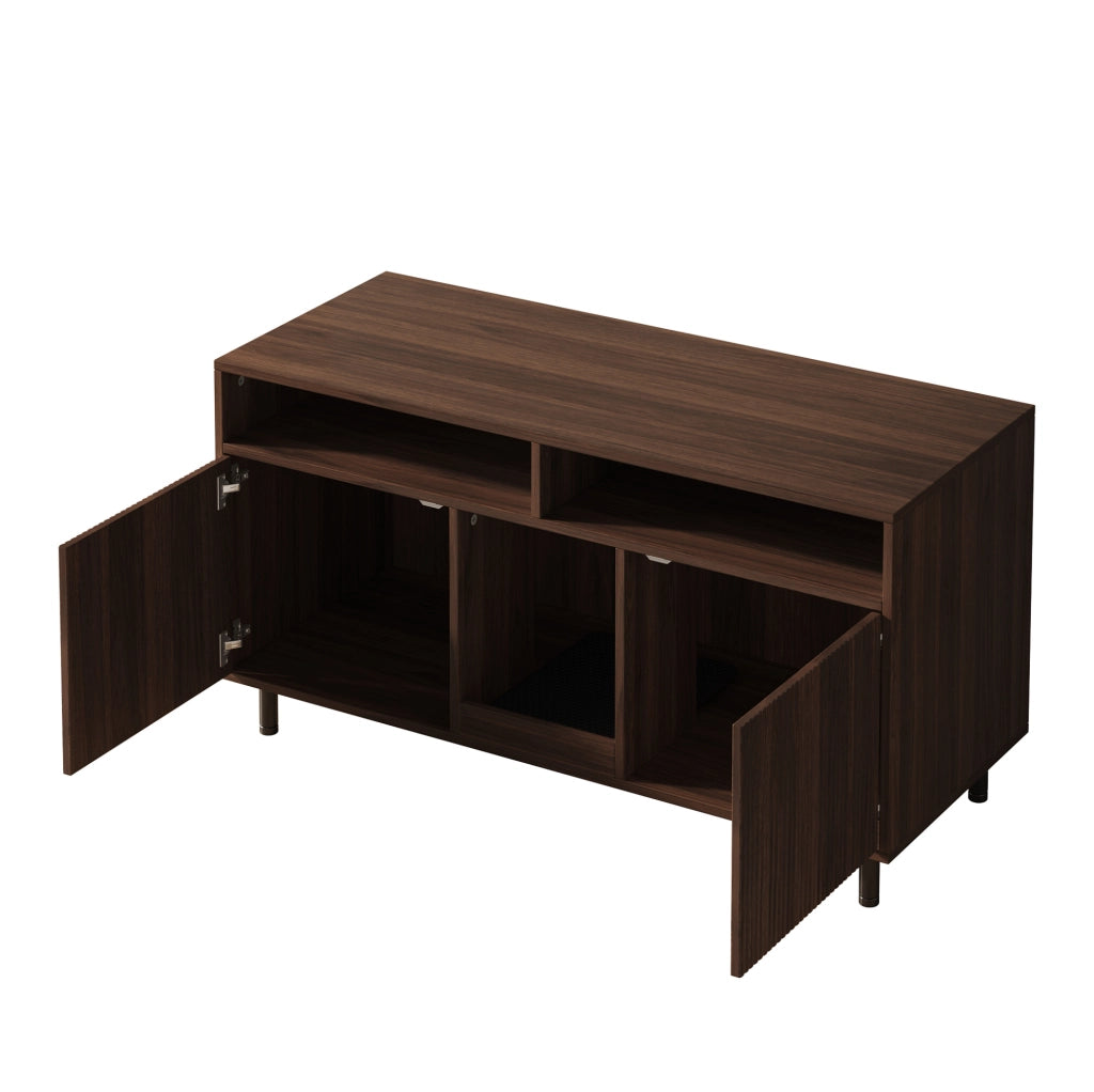 Mobile copriletteriera per gatti 120x50x66 cm con ripiani e tappetino raccogli sabbia; noce