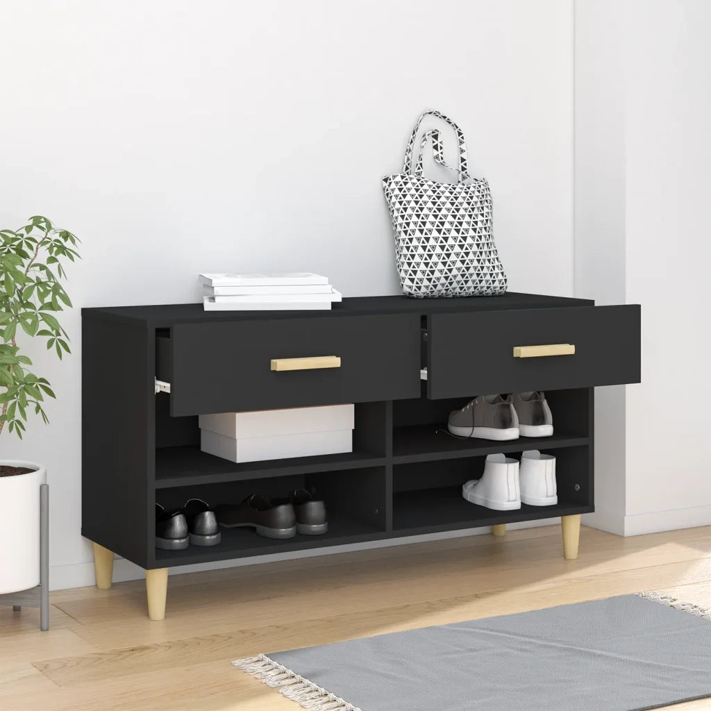 Scarpiera-Scaffale per scarpe Nera 102x35x55 cm in Legno Multistrato