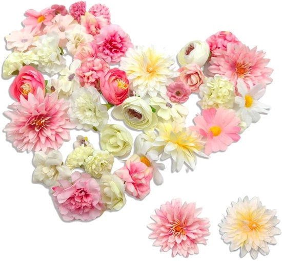 Fiori di seta 42 pezzi - Fiori di seta per torte - Capolopi finti - Decorazioni DIY - Accessori artigianali - Fiori finti