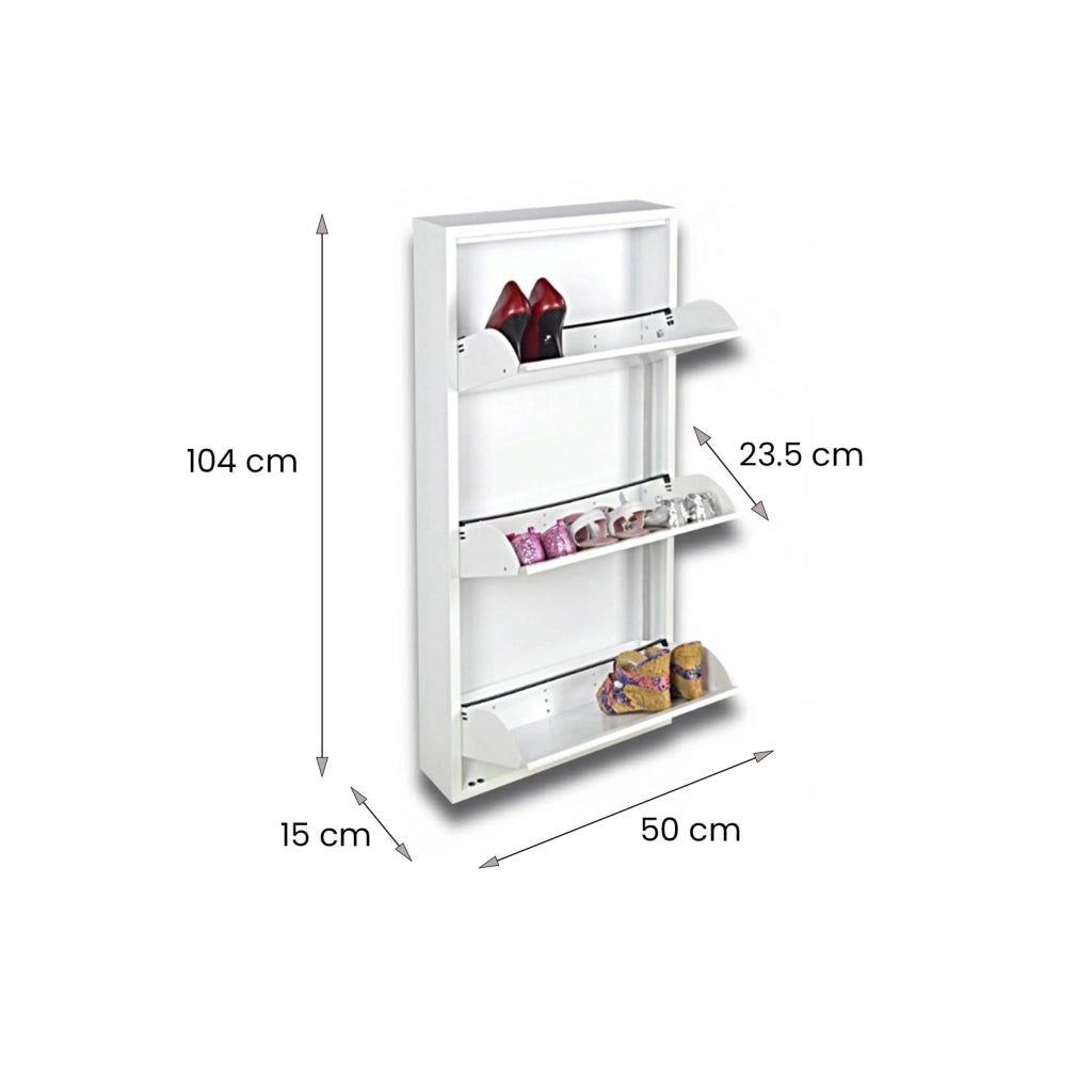 Mobile Portascarpe Alexa, Scarpiera 6 Paia, 15x50x104h cm Bianco