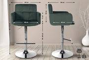 Set di 2 sgabelli da bar Los Angeles in velluto Verde scuro,cromo