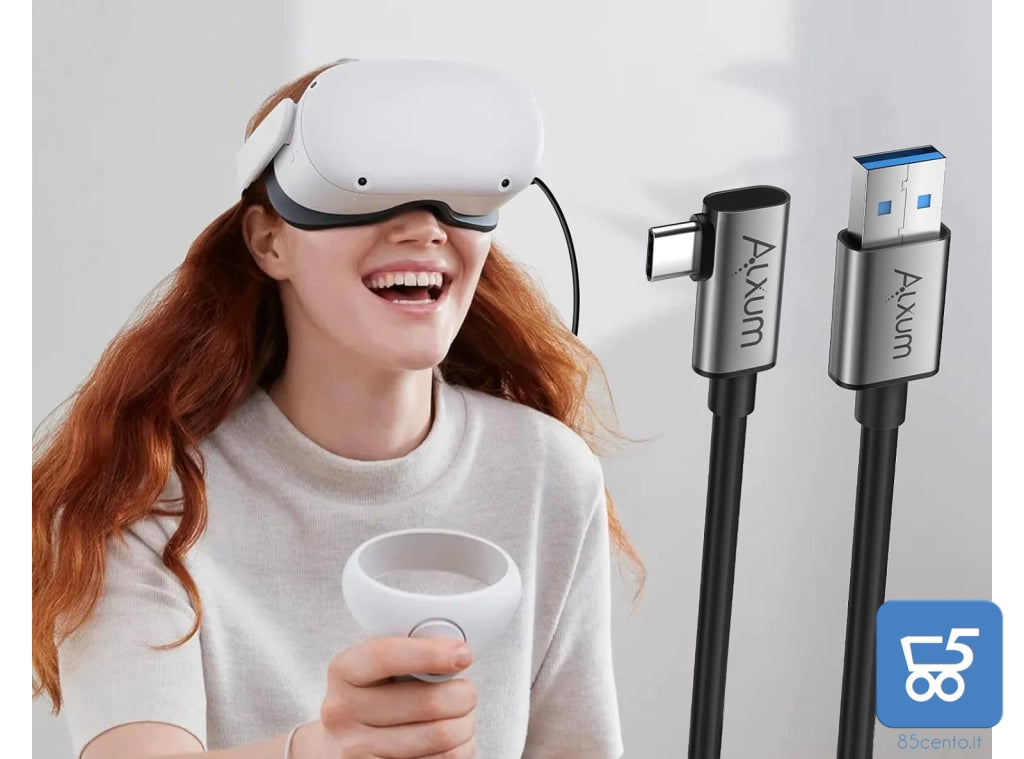 Cavo Link da USB 3.2 Gen 1 A a C per VR Oculus Quest 1/2 5 Gbps Trasferimento dati PC Alta Velocità e Ricarica Rapida 5 Metri