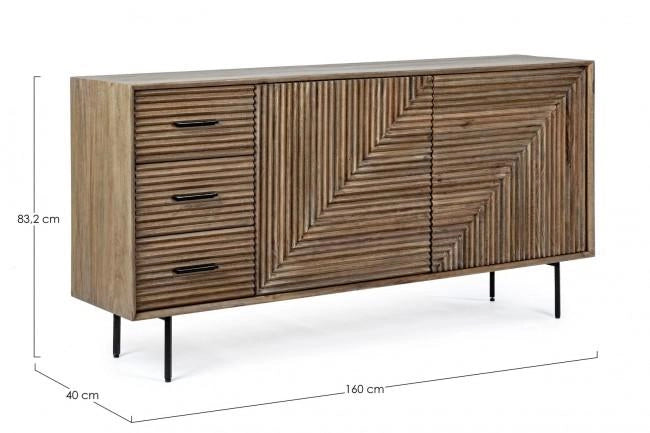 Credenza 2 Ante 3 Cassetti 160x40x83,2 cm in Legno Marrone
