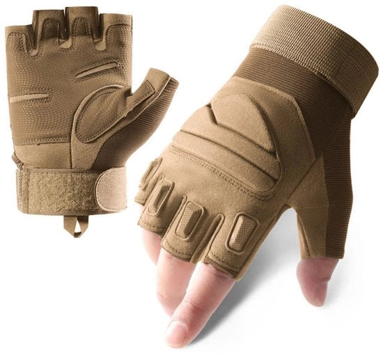 Mani outdoor tattiche per uomini e donne - Mani senza dita - Mani per bicicletta all'aperto - Adatte per attività all'aperto, motociclette, bicicletta, allenamento, airsoft, tiro, caccia, camminata (L)