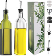 Set di Dispensazione dell'Olio d'Olive da 2 - Becher, Cucchiaio in Acciaio Inossidabile e Coperchio Eritellato - 500 ML