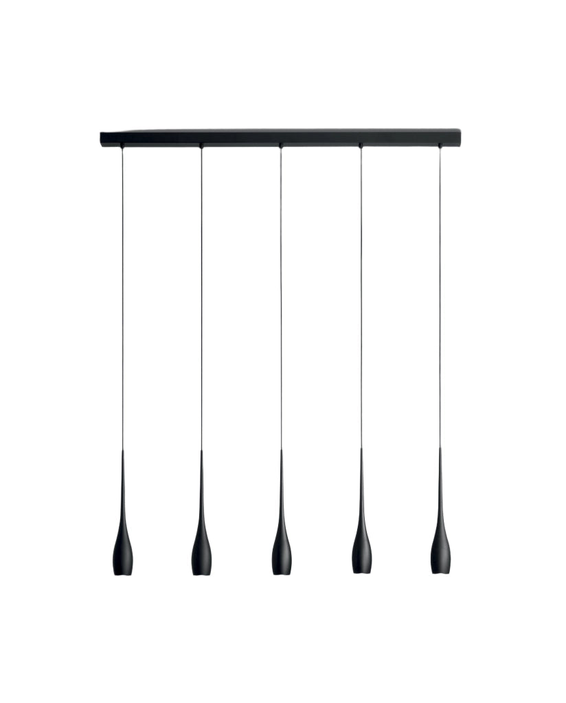 Lampada a Sospensione Coco Nero 5x 7,5W LED Integrato 3270lm 3000K, Dimmerabile a Taglio di Fase, Struttura in Metallo - Design Moderno